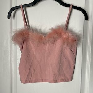 Feather cropped tank top